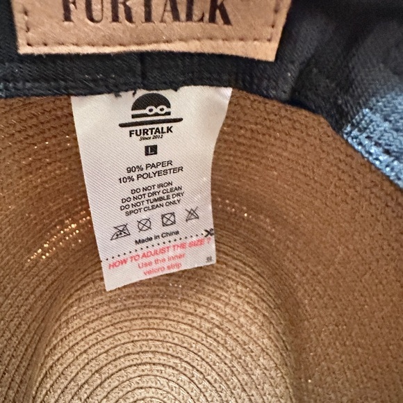 Furtalk Classic Wide Brim Fedora Sun Hat with Black Band – Adjustable, Size L - Picture 7 of 7